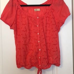 Coral floral shirt